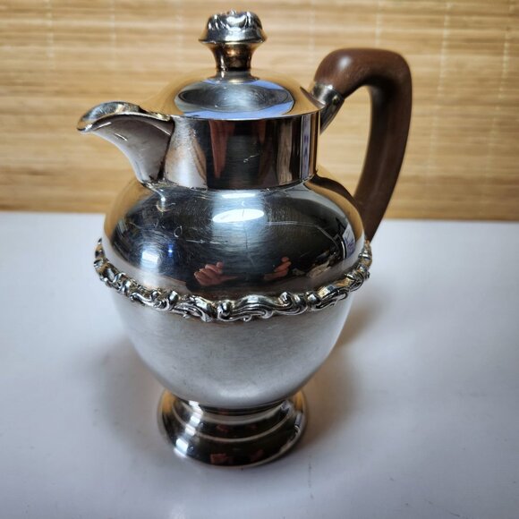 Marlboro Plate Silverplat Creamer E.P. Copper Small Pitcher Wood Handle Lidded - Picture 5 of 10